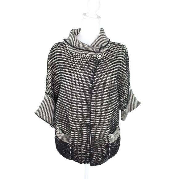 Trina Turk Sweater Capelet Cowl Neck Wrap Closure Short Sleeve S/M - Picture 2 of 12